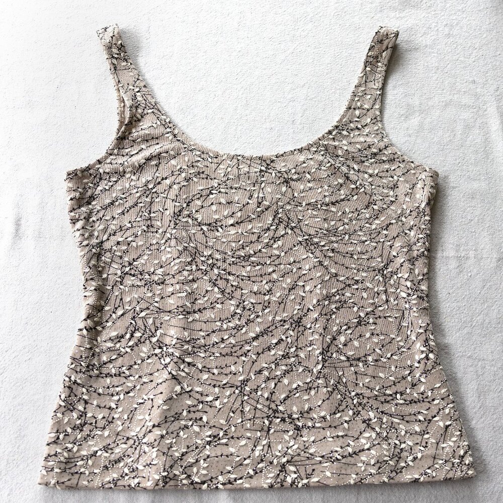 Vintage 90s Embellished Tan Tank Top | Whimsigoth | Romantic
